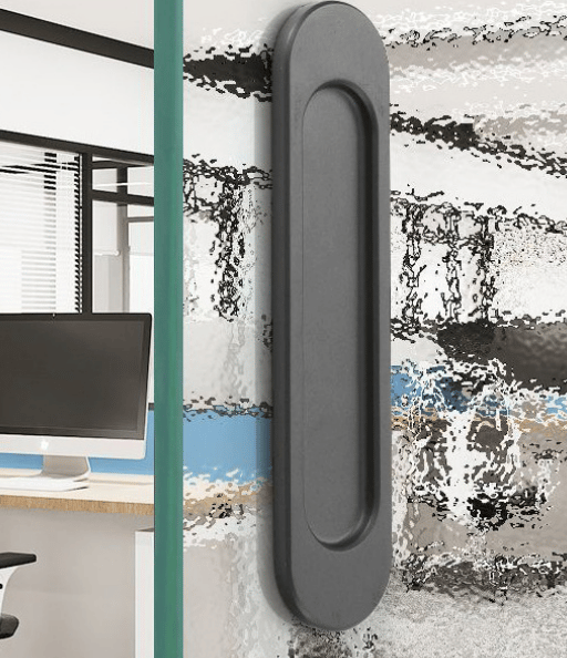 Self-adhesive oval sliding door handles, matte black aluminum