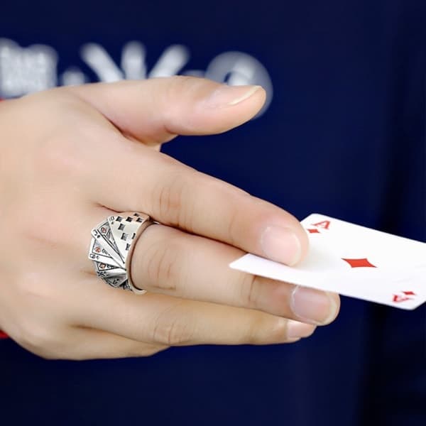 Pokerspel Casino Ring Spelkortsring Statement Band Ring