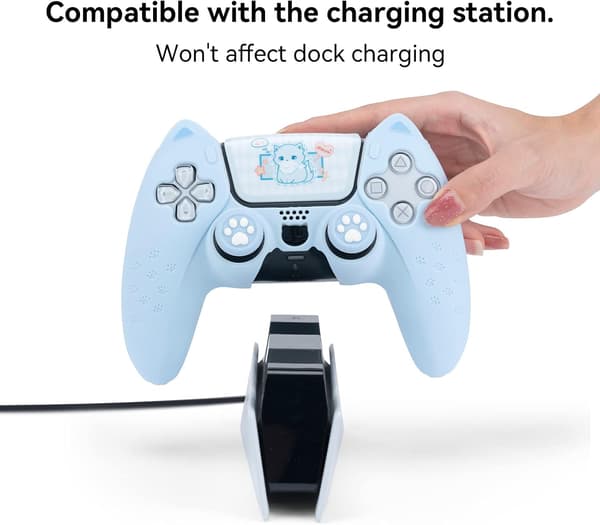 Blå Kattepote PS5 Controller Skin Skridsikker Silikone Beskyttende Etui Blå Blue