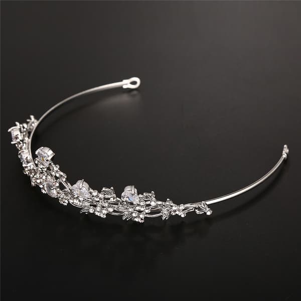 Pärlbröllopsdiadem Hårband Silver Kristall Brudstycke H