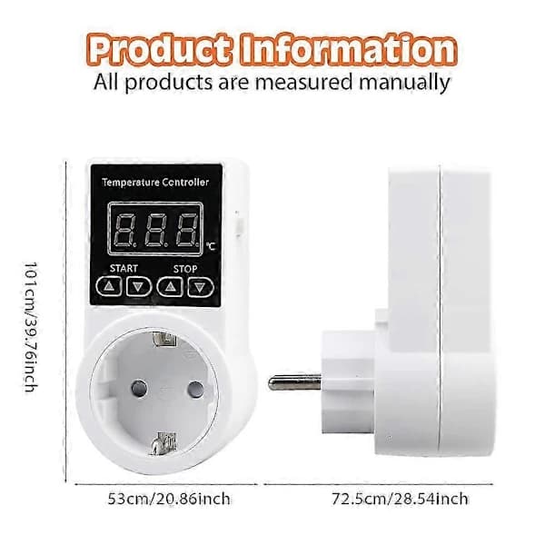 1 stk. termostatuttak med sensor, digital temperaturkontrolleruttak, vanntett temperaturbryter EU-plugg