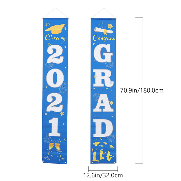 1 Par Graduationssesong Banner Dørgardiner Graduation Party Dørdekor Blå 180X32CM Blue 180X32CM