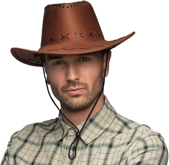 Cowboyhat til voksne, western cowboyhat, velegnet til udklædningskostume, sheriffhat, gauchohat
