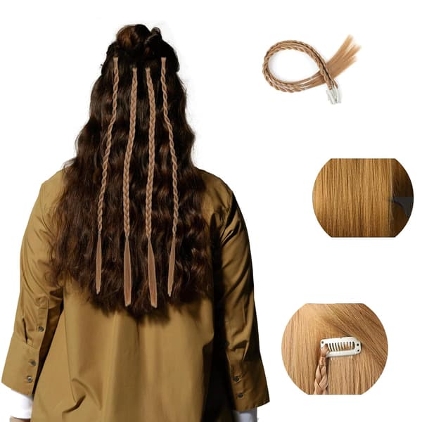 6PCS Flätade Hårförlängningar med Klämma 6PCS Blonde