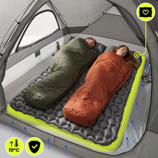 Ultralight Inflatable Double Sleeping Pad 190x120 cm Grey
