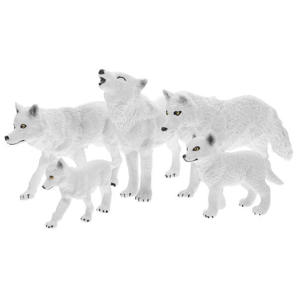 5 st Vargmodell Simulerad vargfigur Barn Vargstaty Leksak Varg Kognitionsmodell Wolf ToyWhite8 White 8.5X7.5X2.7CM