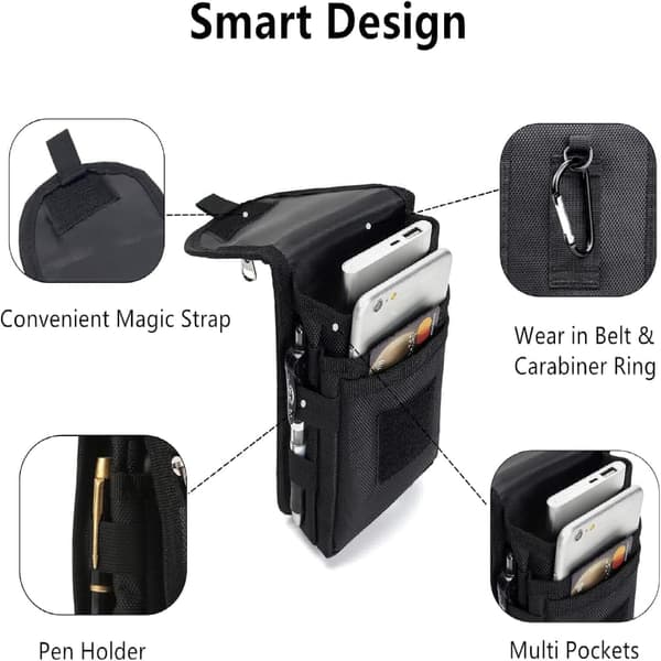 Bältesväska Mobilfodral, Stor Smartphoneväska, Multifunktionell Bältesväska för Män (11*20cm)