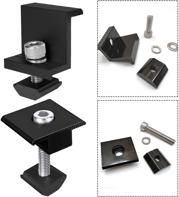 Monteringsende passer til tyk medium - Solcellemodulklemme i aluminiumslegering, justerbar sort farve, 30mm/35mm moduler (4 stk. 30mm klemme) 4 stk. klemme 4pcs 30mm Medium Clamp