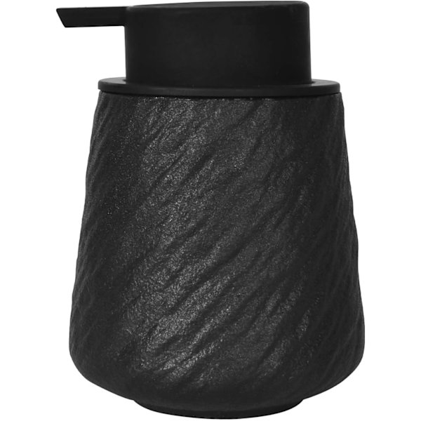 400 ml Ceramic Liquid Soap Dispenser with Black Push Button Foam Pump, Textured Surface, Reusable