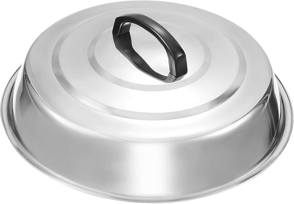 Flat topp stekepanne ostesmeltedome rustfritt stål grytelokk 32 cm for matlaging på komfyr og grilling