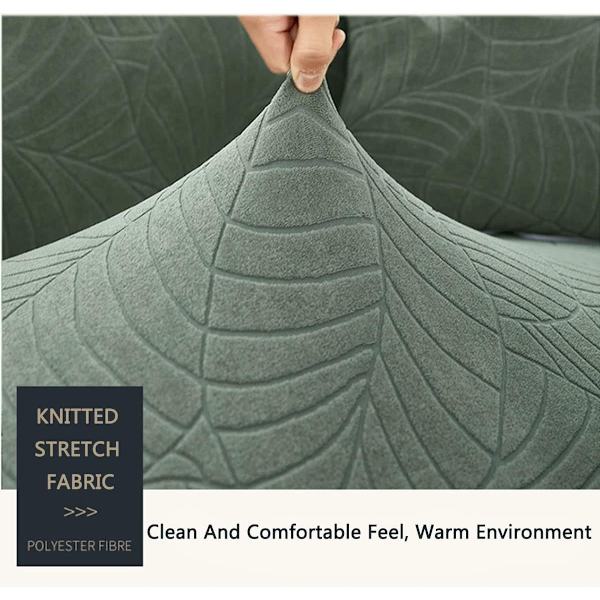 Waterproof Sofa Cover - Grass Green Jacquard Leaf Pattern - For 2-Seater Sofa (145-180 cm)