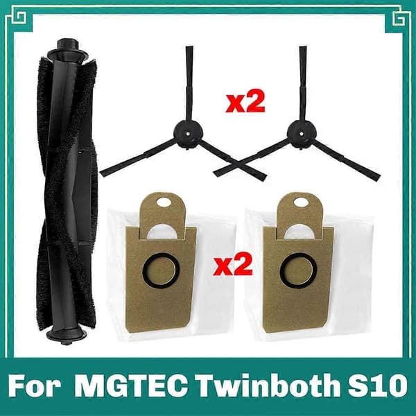 Til Proscenic X1/ X1S / MGTEC Twinboth S10 Ultra Dele Hovedrulle Sidebørste Støvpose Tilbehør