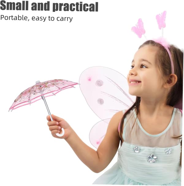 3 Pcs Mini Lace Parasol Umbrellas with Embroidery Decorative Props