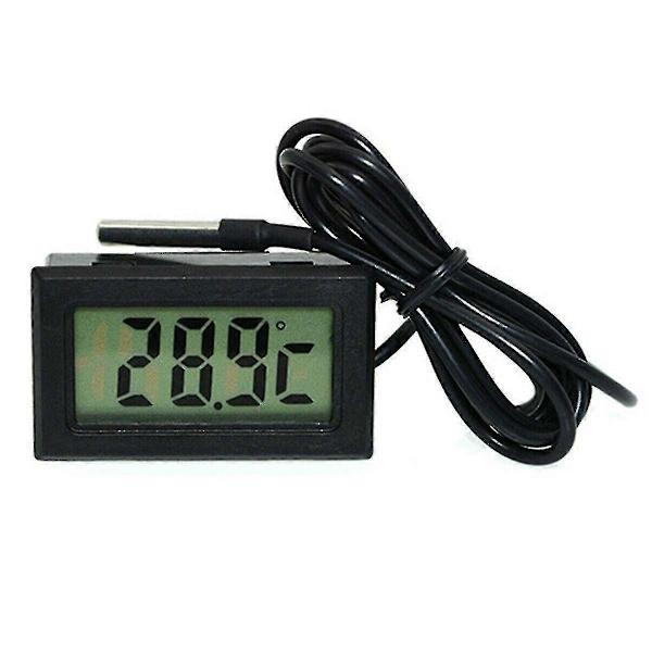Mini digitalt termometer med 2-5m sonde, LCD-display og sort kabel 2M 2M