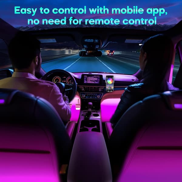 Bilens interiørbelysning, interiørbelysning, LED, biltilbehør, gave til mænd og kvinder, styring via app