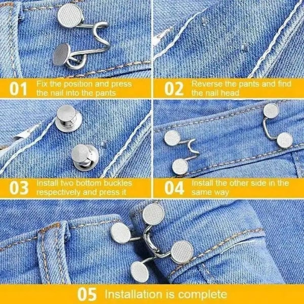 20 Stykker Justerbare Midjebåndsforlengere Sett Jeansforlengere Midjebåndsforlengere Knapp for Bukser Justerbar Jeansknapp