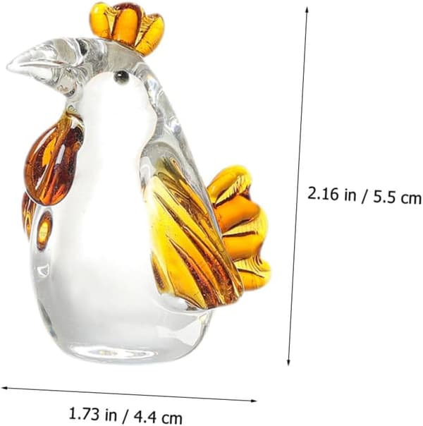 3 Pcs Rooster Shaped Glass Desktop Ornaments, Chic Artistic Home Decor