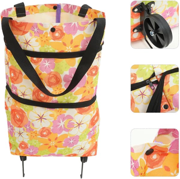 Large Foldable Shopping Cart Bag with Wheels, Lightweight Reusable Grocery Storage Bag