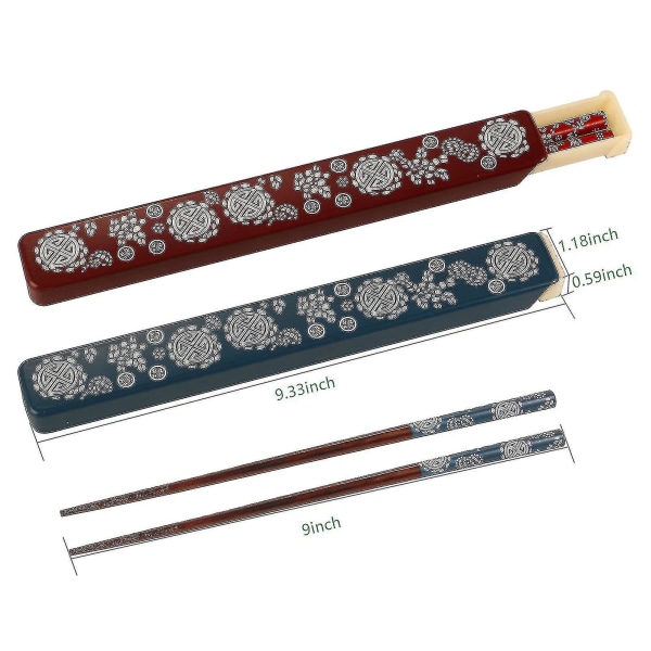 2 Par Chopsticks Bærbare Chopsticks Sæt Med Etui Genanvendelige Naturlige Træ Chopsticks Japansk Stil Miljøvenlige