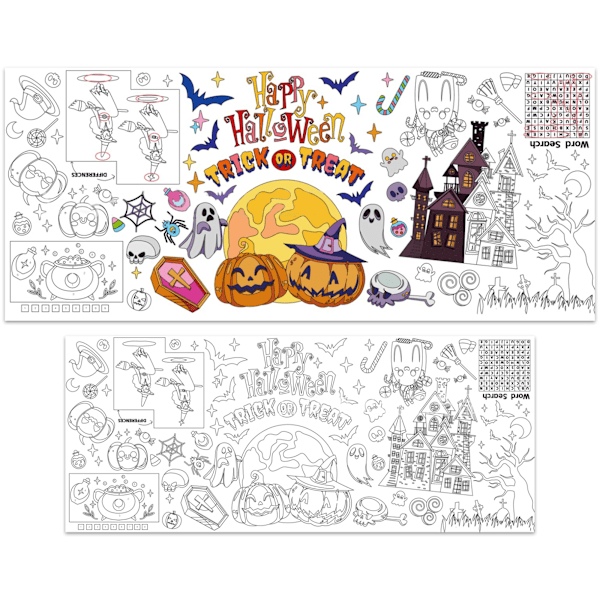 Halloween Jättefärgposter Duk - Halloweenpyssel för Barn - 72x30 Tum Jumbo Färg Halloweenpapper