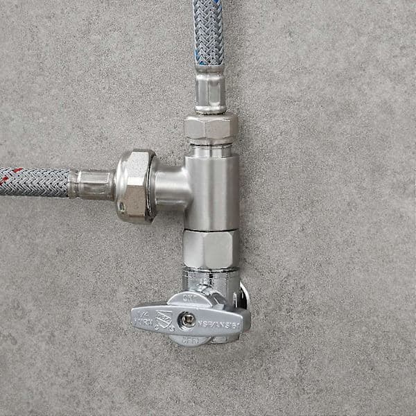 3-veis 3/8\" og 1/2\" 3-veisadapter T-kobling rustfritt stål 3/8\" vannrør T-rør børstet nikkel