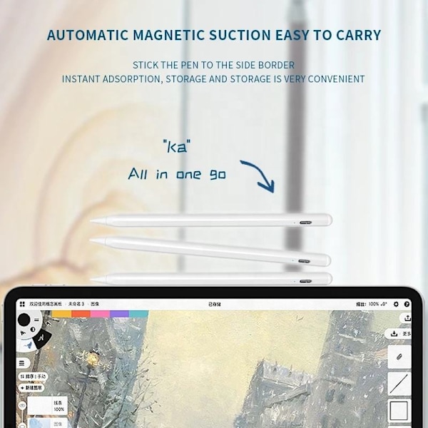 Capacitive iPad Pen with Battery Indicator and Fast Charging White White White