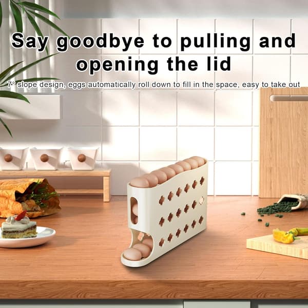 Skyvbar eggoppbevaringsboks, eggholderdispenser, automatisk eggoppbevaring, 4-lags eggorganisator eggoppbevaringsbeholder