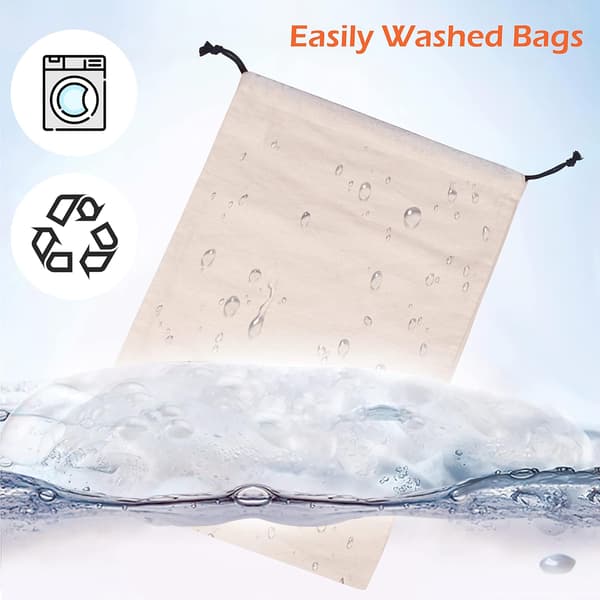 Breathable Dustproof Cotton Drawstring Storage Bag (3-pack L)