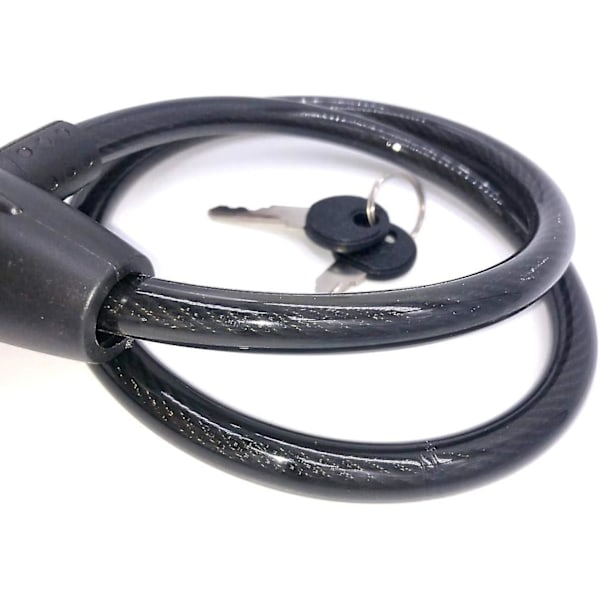 Cykel Låse Kabel, Kvalitets Twisted Stål Kabel Dækket Med Vand Og Ridsefast Silikonbelagt, Ideel Til Cykler, Elcykel (sort)