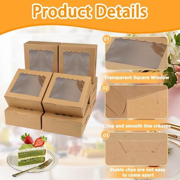 Cake Boxes, 30 Pcs Cupcake Boxes, Mini Cake Boxes Bakery Pastry Boxes with Window for Cake Pastry Pie Box Gift Box