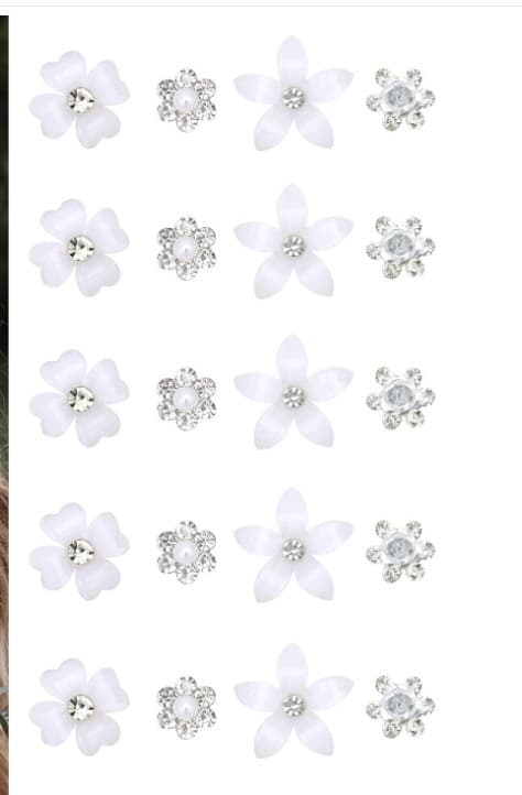 20 stk. mini små blomster hårklemmer brud flettede hårknapper strass perle hodeplagg klips bryllupskjole utsmykning hodeplagg