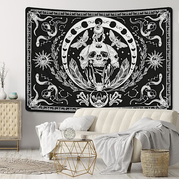 Skalle-Väggbonad Svart och Vit Väggbonader Orm Väggbonad Mal Väggbonad Psykedelisk Skelett Väggbonad Mandala Månfas Väggbonad Väggdekoration
