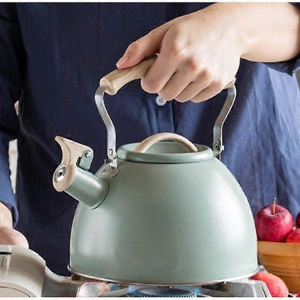 3L Whistling Stainless Steel Kettle with Maple Pattern, Teapot for Stovetop and Induction Cooktop