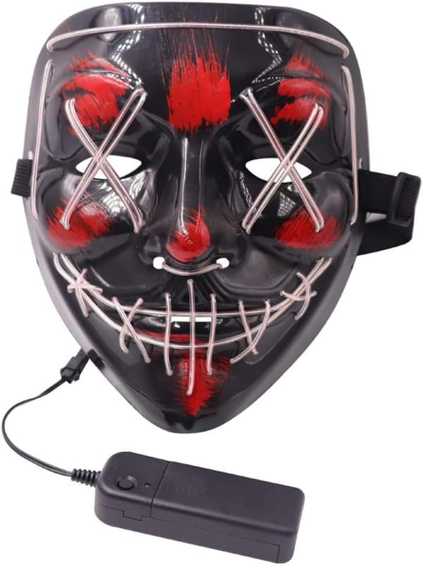 LED-karnevalsmaske, LED-maske med 3 blitsmoduser for Halloween-bil