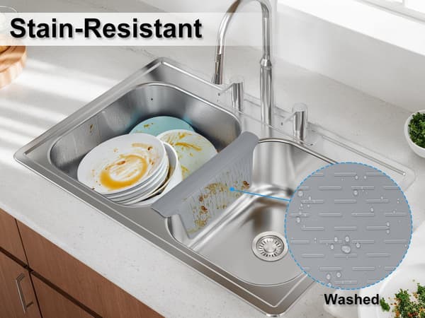 Sink Protector, Kitchen Sink Mat, Divider Protection Mat, Odorless, Super Soft, No Stains, 32.6 cm x 28.2 cm 1-pack Grey