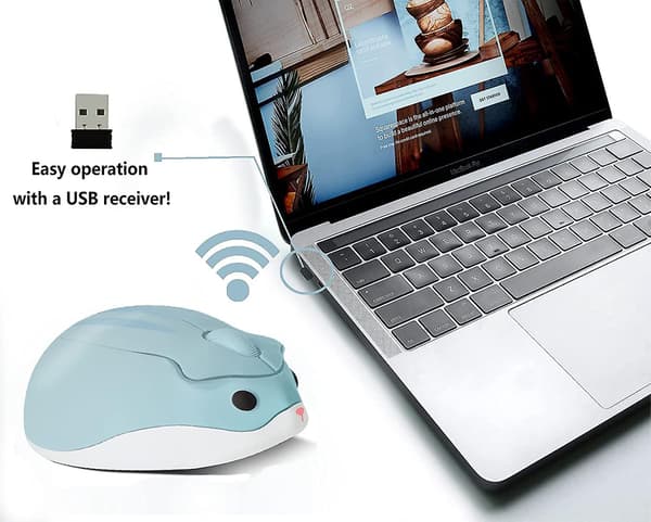 2,4 GHz Wireless Mouse, Cute Hamster Shaped Mini Silent Ergonomic Design Small Portable Mouse, 1200 dpi USB Wireless PC Laptop Computer Gaming Mouse For No