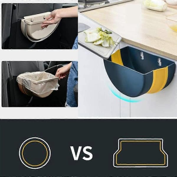 Kitchen Hanging Trash Can, Foldable Wall-Mounted Waste Bin, Bathroom Ashtray, for Bedroom Toilet Car Trash