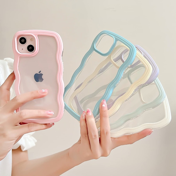 Transparent sött lockigt enkelt vågigt telefonfodral, Aesthet
