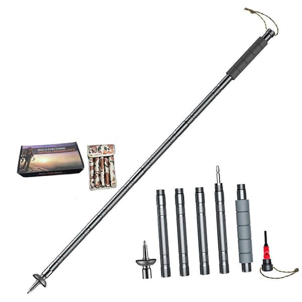 Compact Multifunctional Trekking Poles Aluminum Alloys Adjustable Height Tactical Tool Attachments Compatibility Multicolored Set Two Set Two