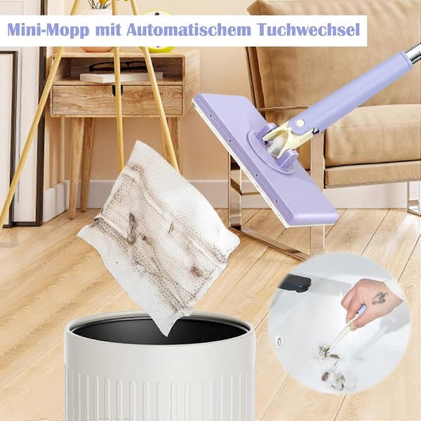 Automatic Metabolism, 360 Multifunctional Flat Mop, Hands-Free Mini Mop, Compatible with Facial Towels, Metabolic Handle