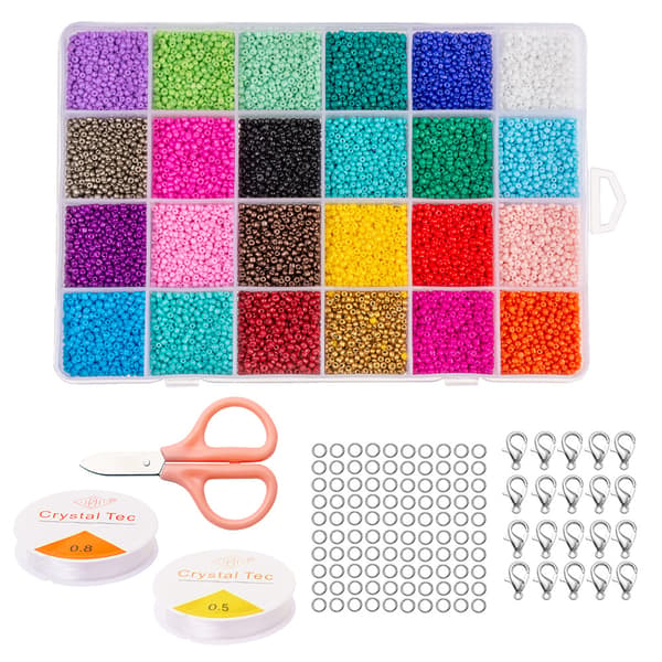 Glass beads, 24 colors beads for jewelry making kit