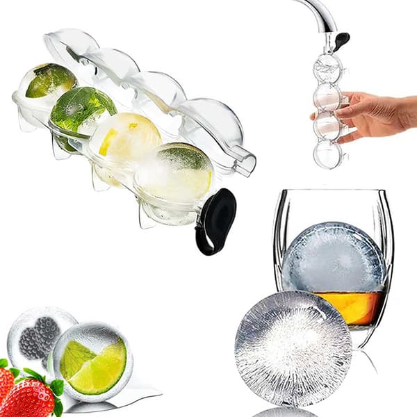 2-pak isform til isterninger, runde isterninger, isterningbakke, kugler, plast transparent