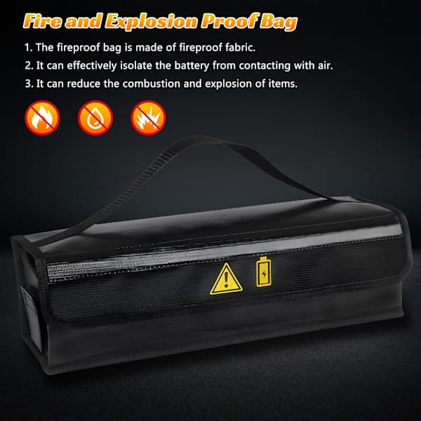 2-pack E-bike Battery Fireproof Box - 1400°C Resistant Waterproof and Explosion-proof Bag for Safe Storage and Transport