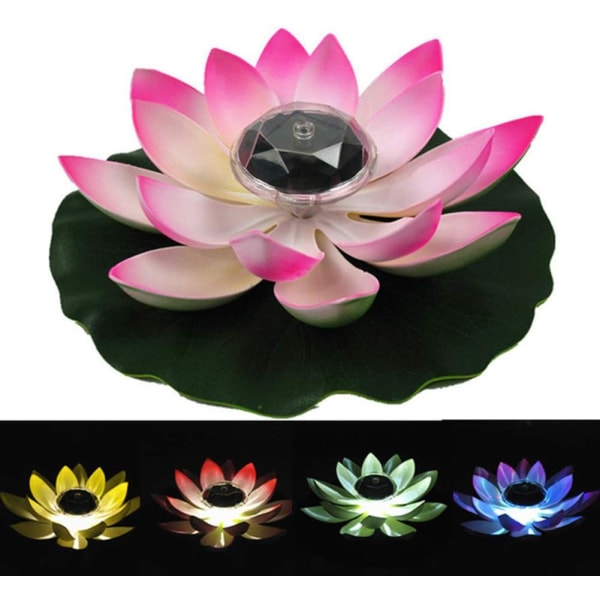 Lotus Light, Solar flytende dam dekorasjon Lotus Flower LED Fargeskiftende blomster Nattlys Lampe for bassengfest hagehus（hvit）