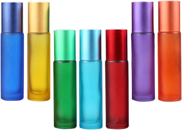 Set med sju 10 ml glasflaskor med roll-on för parfym och eterisk olja