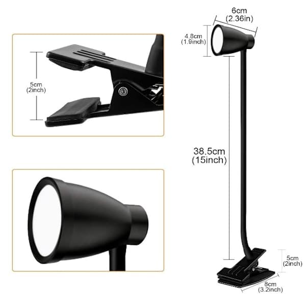 Dimbar LED leselampe/klemmelampe 3000-6500K
