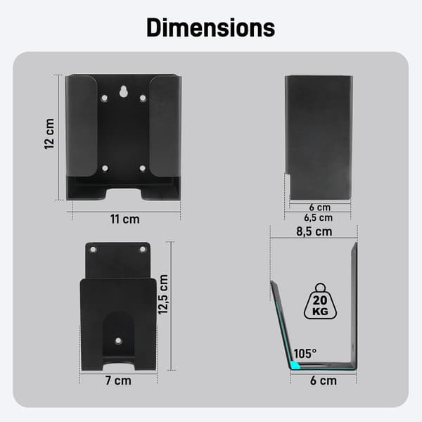 EV Charger Mounting Kit - Wall Organizer with Control Box Holder and J-Hook for Portable EV Chargers