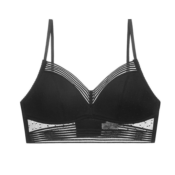 Lett Høyrygget Løftebh Komfort Bralette Prikket Pustende Ultratynn Crop Top Bh Undertøy XL Svart Black XL