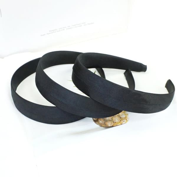 10 stk. minimalistisk sort satin bred hårbøjle DIY hårtilbehør