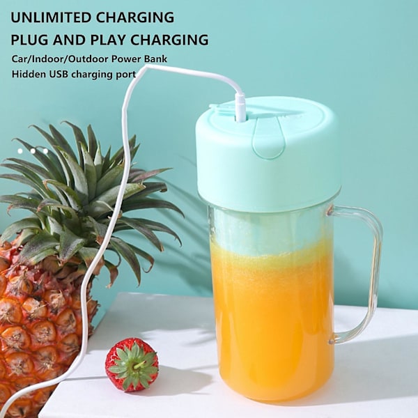Light Direction Bærbar Juicer USB Opladning Mini Juicer Frugt JuicerGrøn